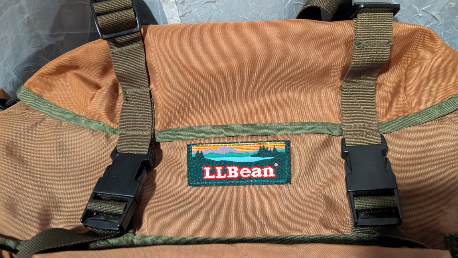 LL Bean Khaki/Olive Green Continental Rucksack Backpack Military Bag Vtg 90s