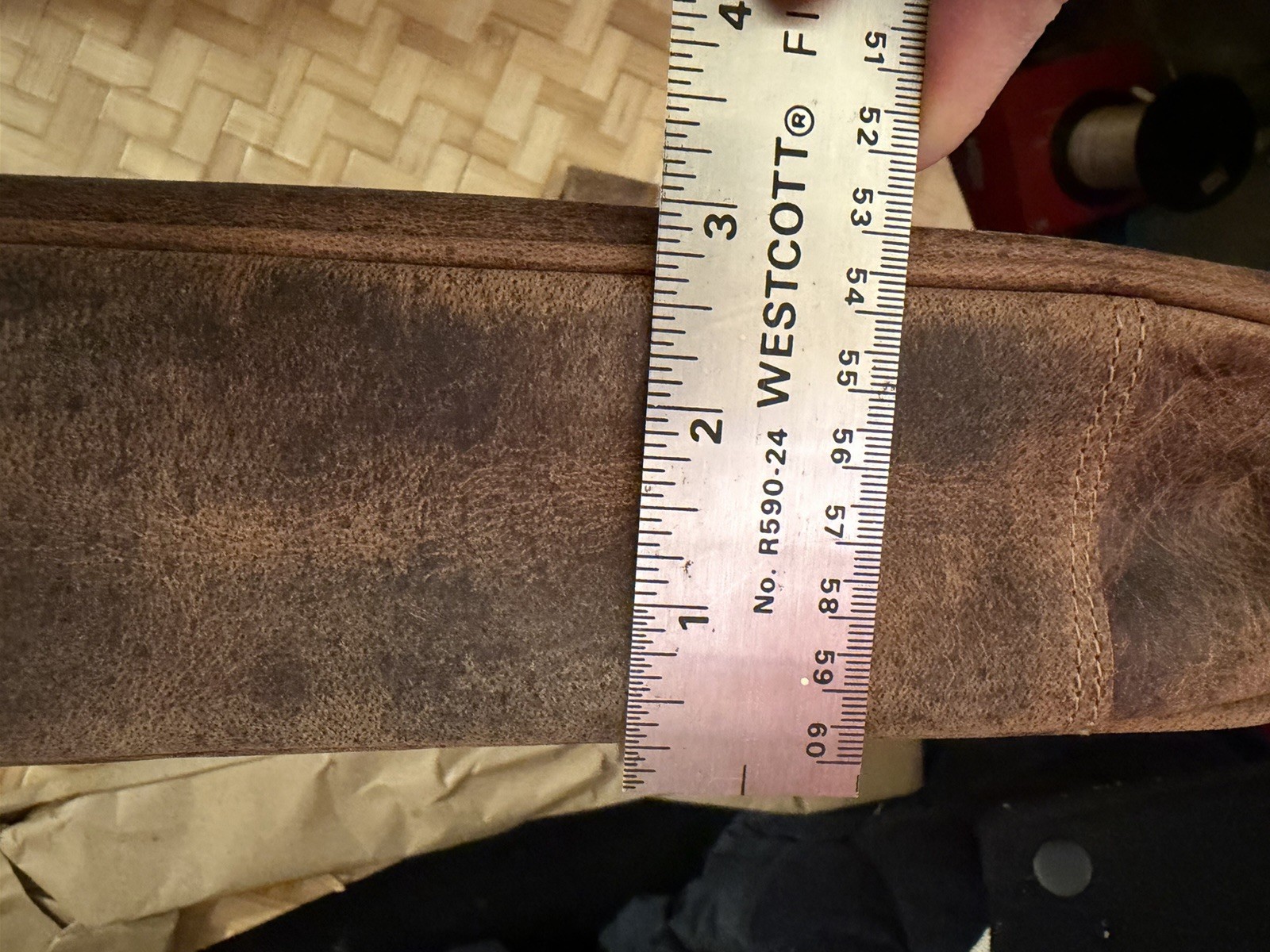 KomalC Vintage Distressed Leather 16”Laptop Briefcase Messenger Bag Strap NWT