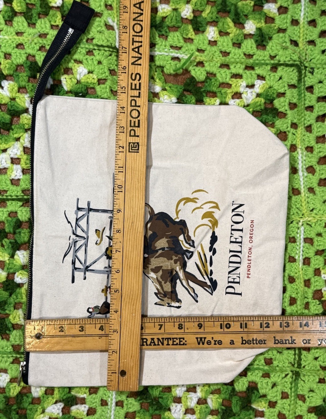 Pendleton Oregon Rodeo Whisky Cotton Zip Bag Travel Work Carry All