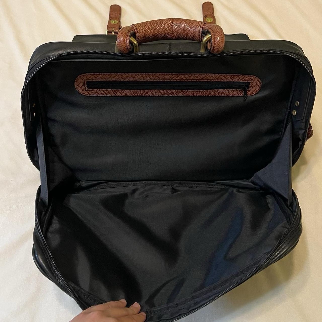 Wilson Players Brown Black Briefcase Adjustable Strap Inner Pockets Lined