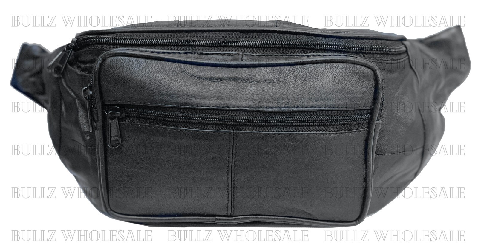 Bullz Lambskin Leather Large Fanny Pack Travel Organizer Waist Bag