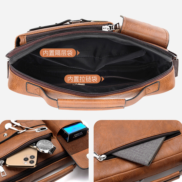 Men’s Business pu Leather Shoulder/Messenger Bag 8″ Handbag Outdoor Sport Bag G