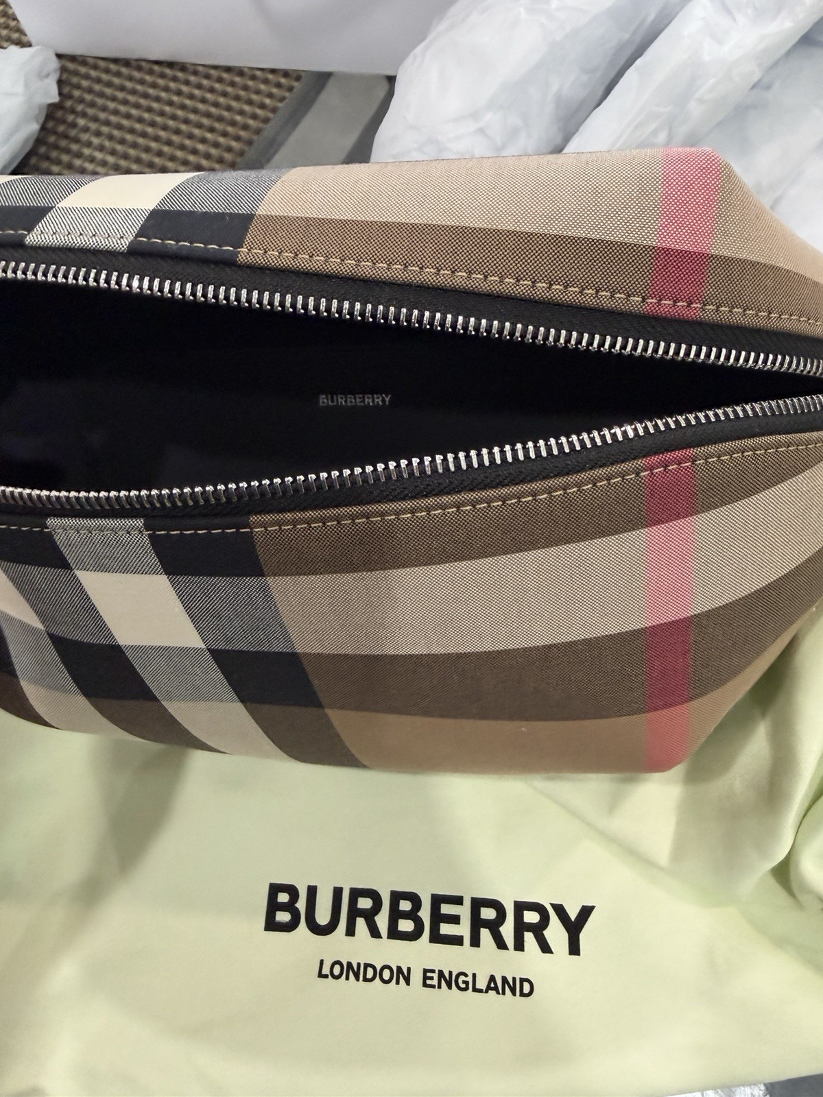 Burberry Men’s Sonny Nylon & Leather Belt Bag, Taupe Brown IP Check $995 Retail