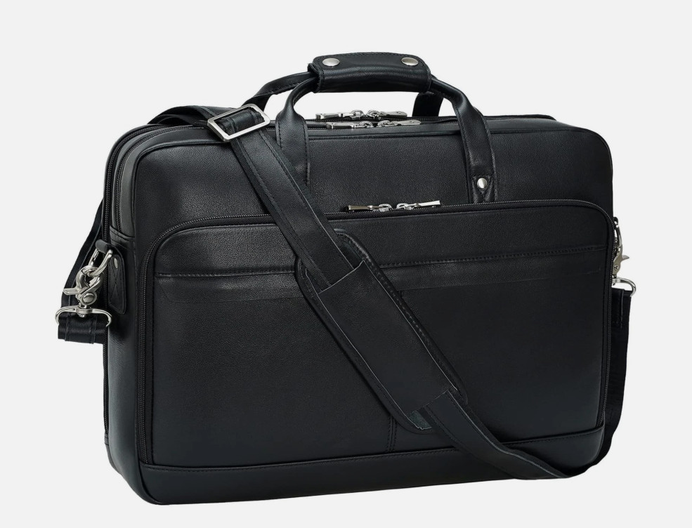 NEW Leather Briefcase for Men 17 Inch Laptop Crossbody Shoulder Messenger Office