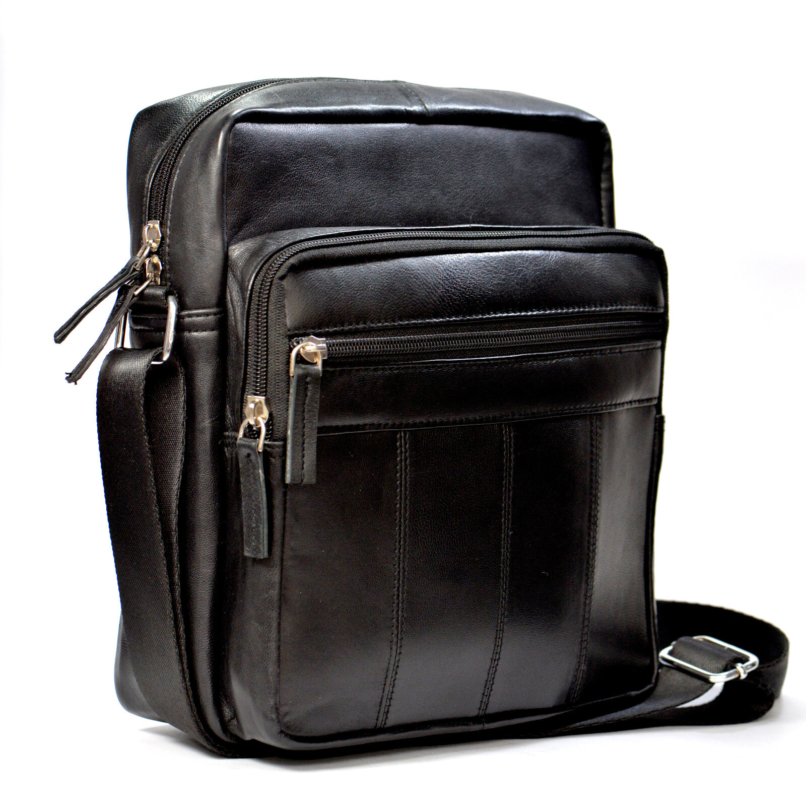 RAS Real Leather Handbag, Cross Body Shoulder Messenger Bag with 4 Zip Pocket
