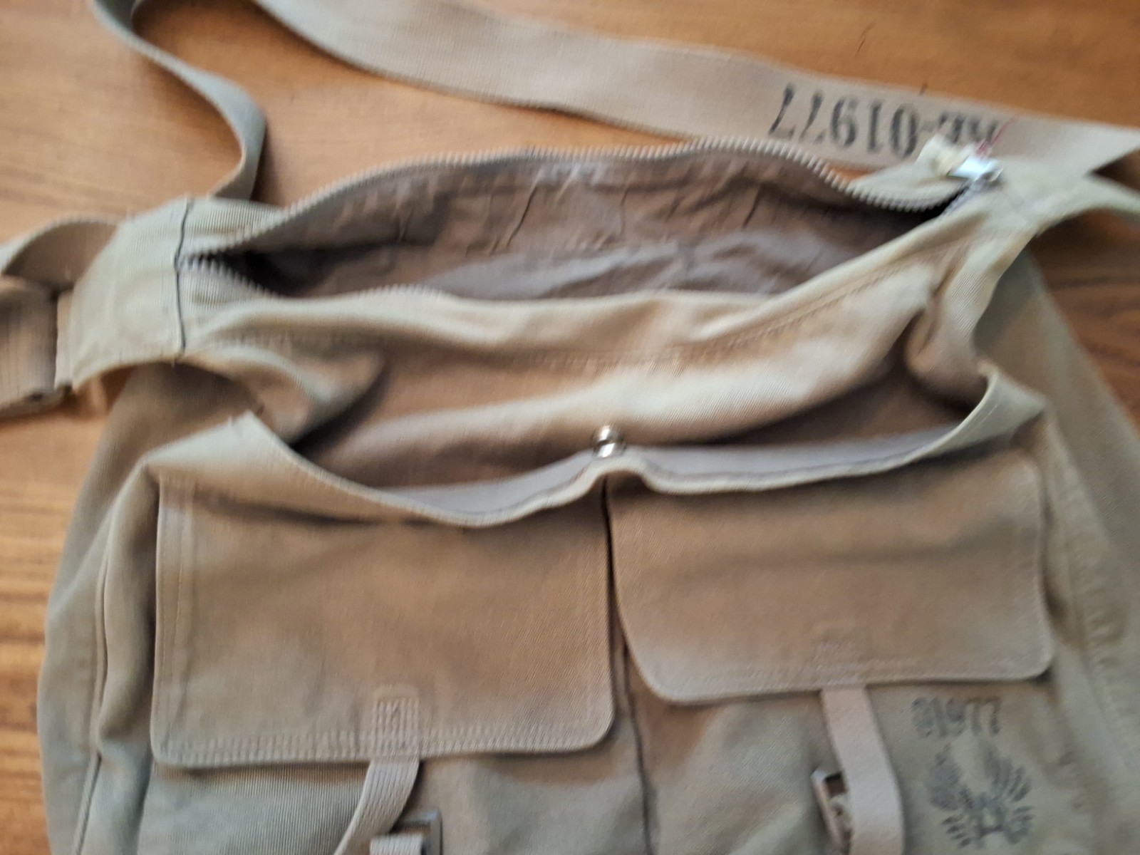 American Eagle Outfitters Canvas Messenger Bag Army Green Vintage Utility