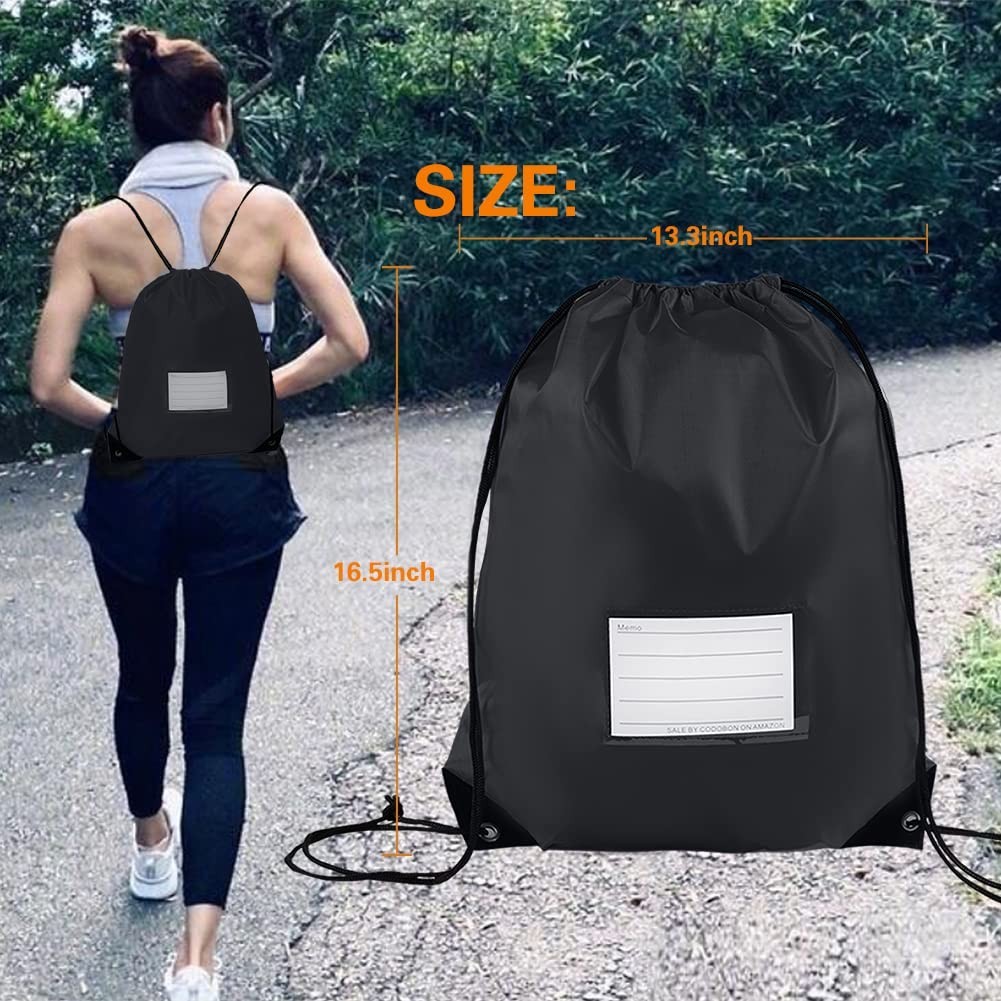 50 Pcs Drawstring Bags, Bulk Cinch Sackpacks for Travel, Gym & Sports – Black