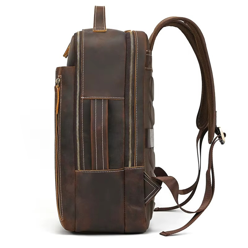 2025 NeLuxury Genuine Leather Backpack Men Laptop Bag Large Travel Cowhide Retro