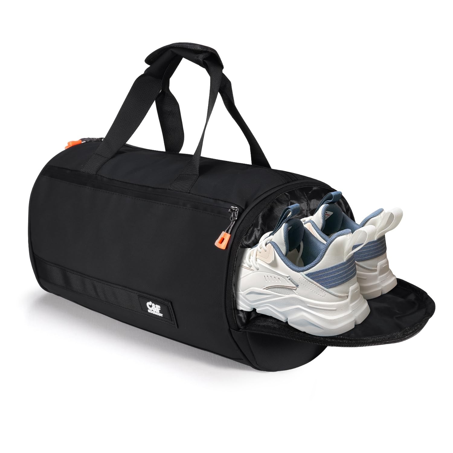 Small Black Travel Gym Duffel Bag Compact Shoe Compartment Personal Item