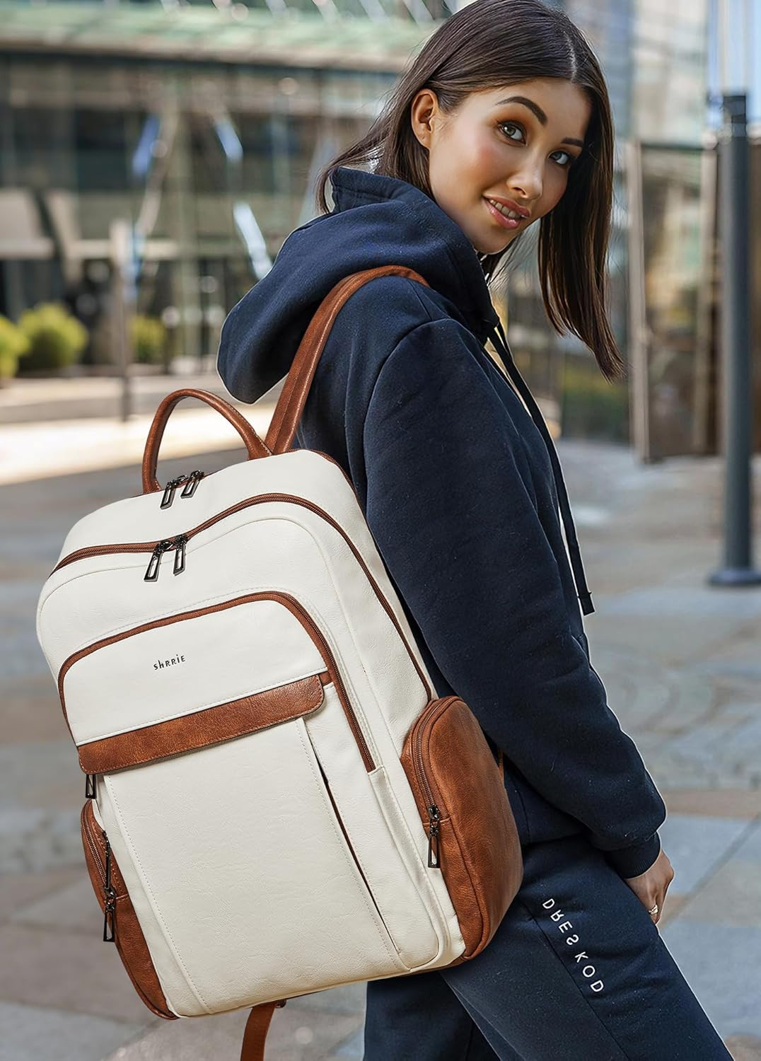 Chic Vegan Leather 17″ Laptop Backpack for Women – Travel Ready Purse