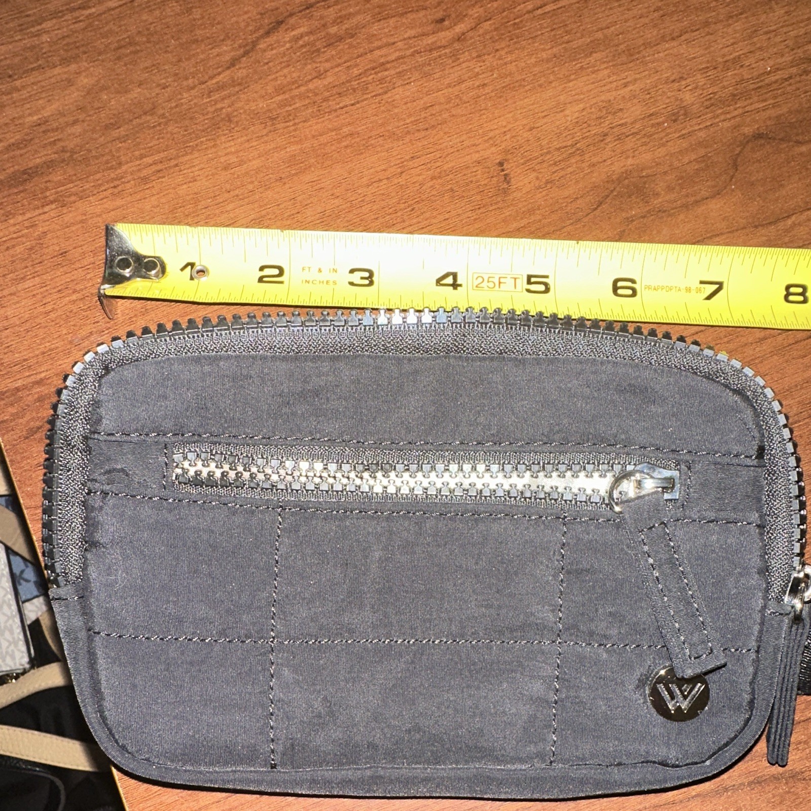 Gray Small Wristlet Zip Pouch w/ Wrist Strap & Clear ID Window Solid Unisex