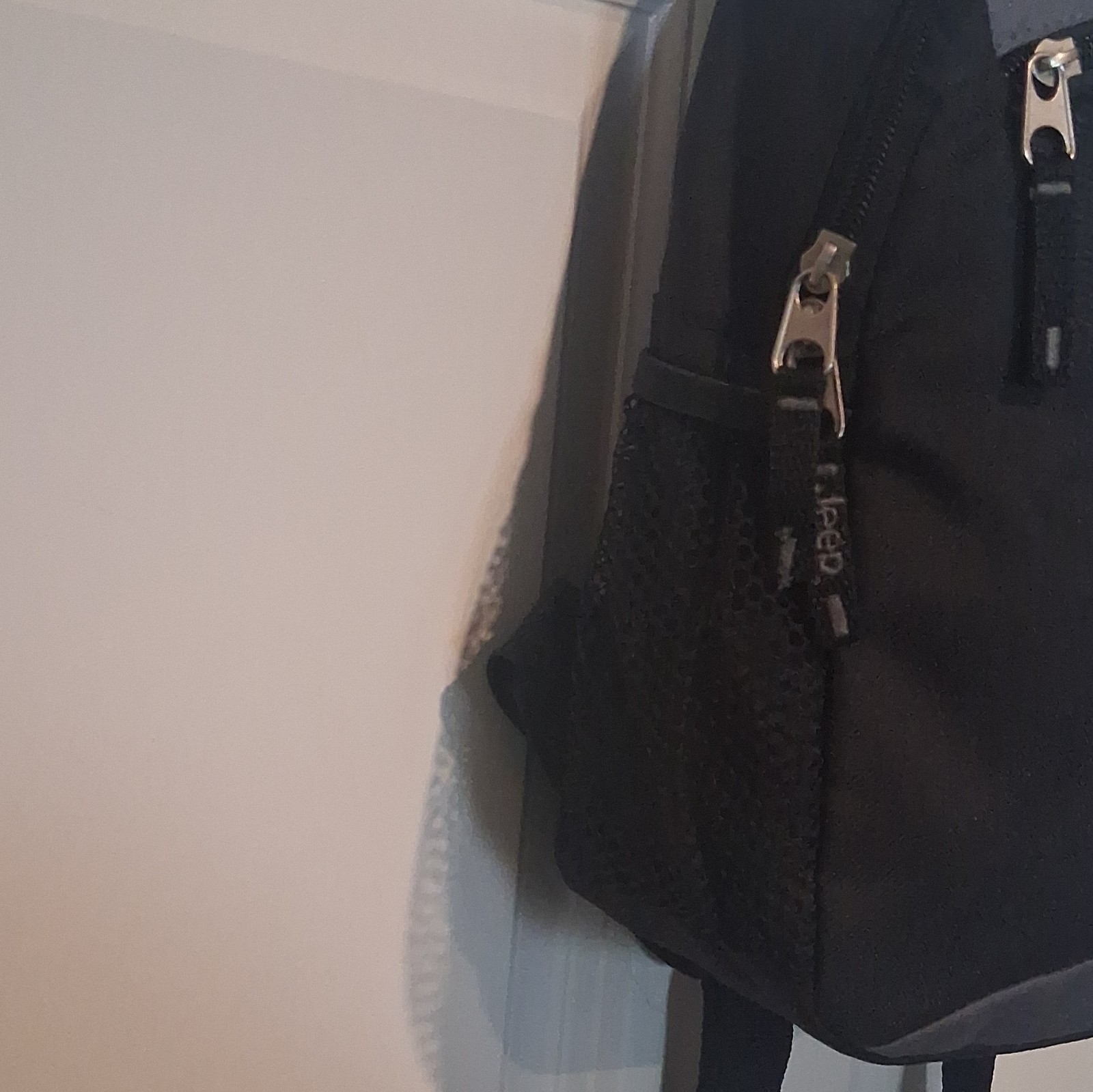 Jeep Black Mini Backpack Zip Closure Mesh Side Pockets Adjustable Strap