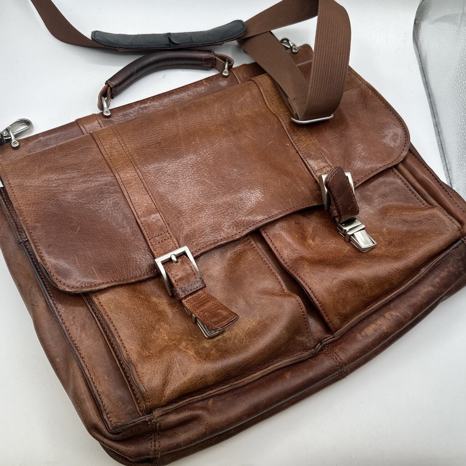 Wilson’s Leather Briefcase Brown Laptop Messenger Bag Commuting Travel Work Y2K