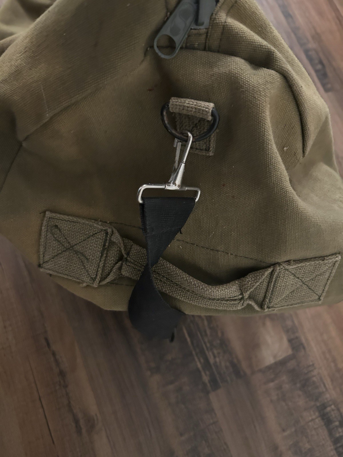 Large Side Zipper Duffle Bag Heavy Duty Cotton Canvas Military Army Green Faded
