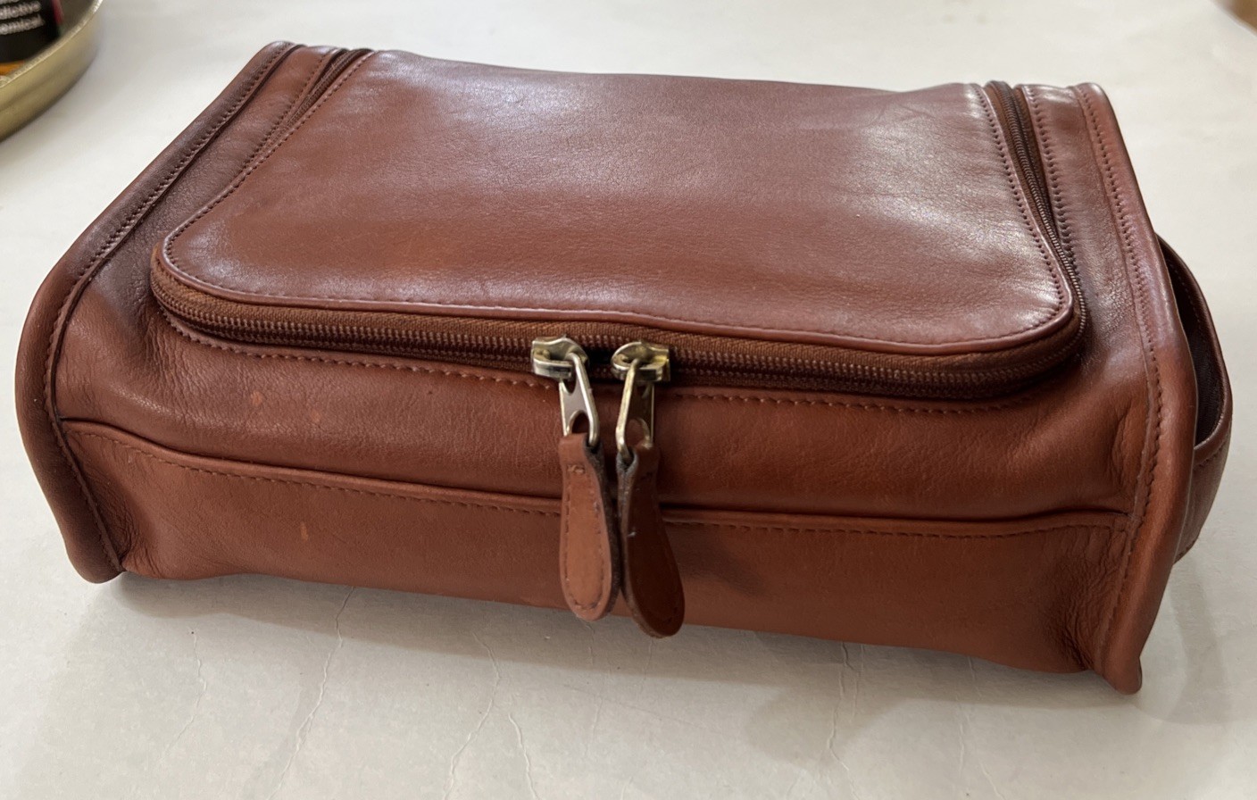 Vintage Coach Dopp Kit Men’s Brown Leather Toiletry Bag Travel Zip Around