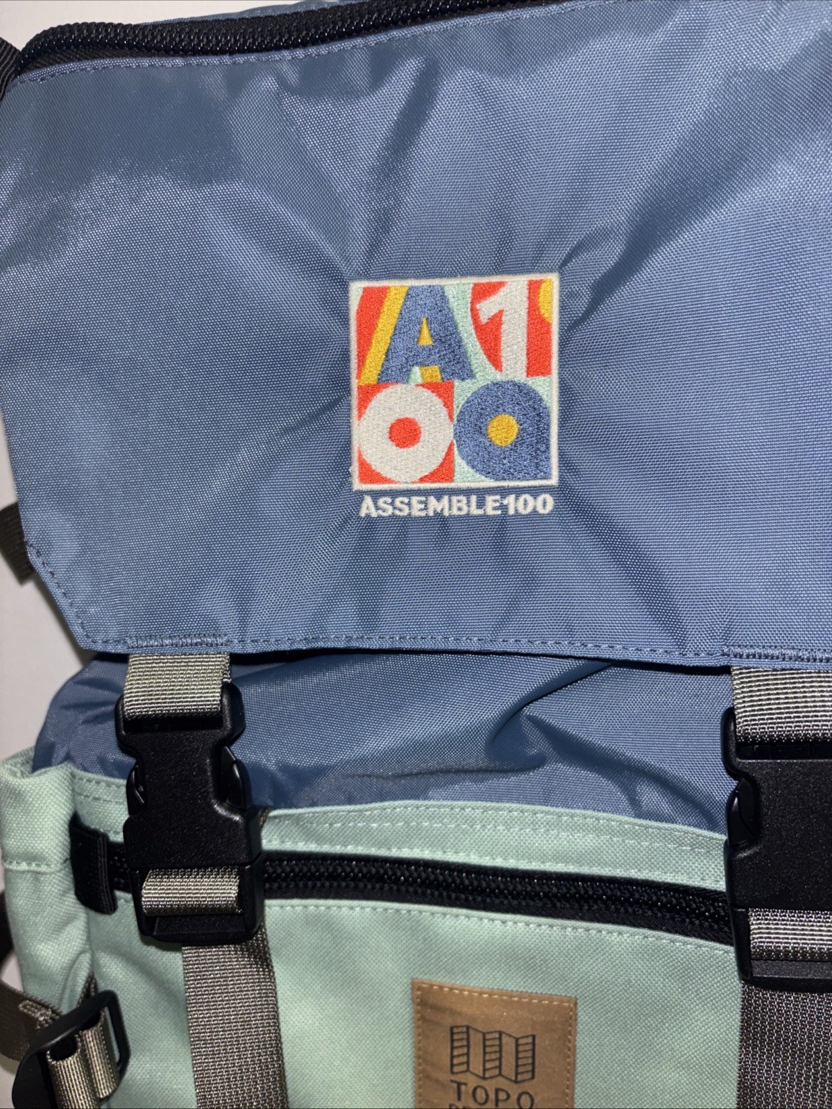 Topo Designs Assemble100 Edition Backpack Blue Green Rolltop Travel Laptop