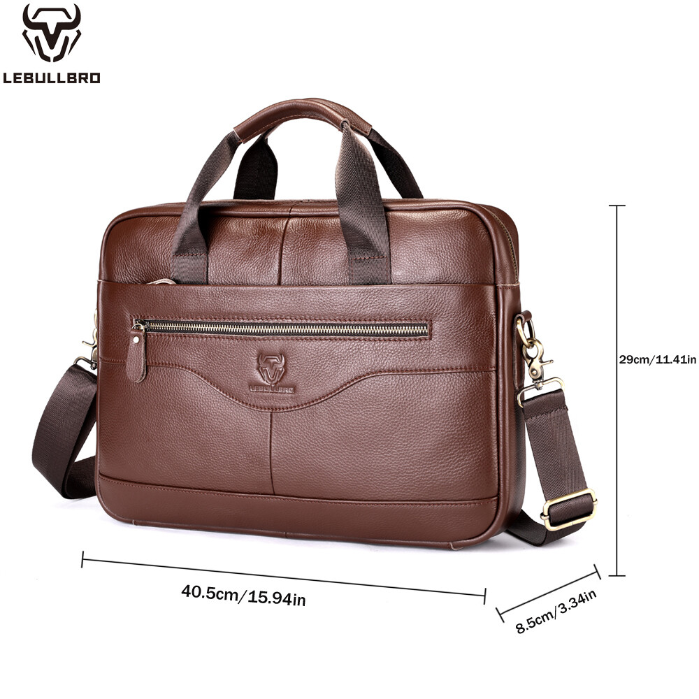 Men Genuine Leather Briefcase Shoulder Messenger Bag Business Work Bag Handbag Q