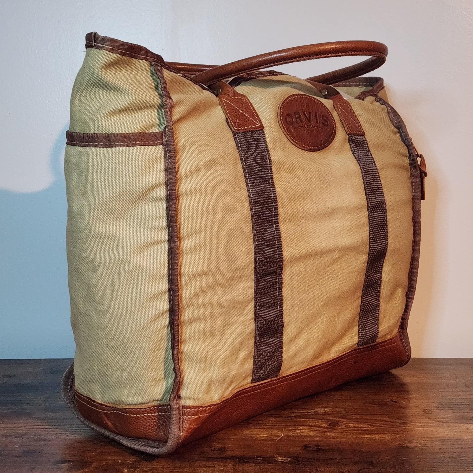 Vintage Orvis Canvas & Leather Tote Bag – Outdoor Field Carryall – USA