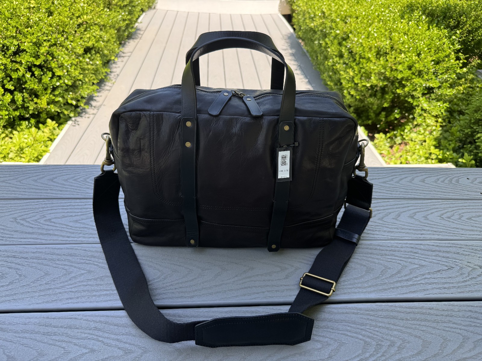 NEW BANANA REPUBLIC BLACK ITALIAN LEATHER BRIEFCASE MESSENGER BAG LUGGAGE $198
