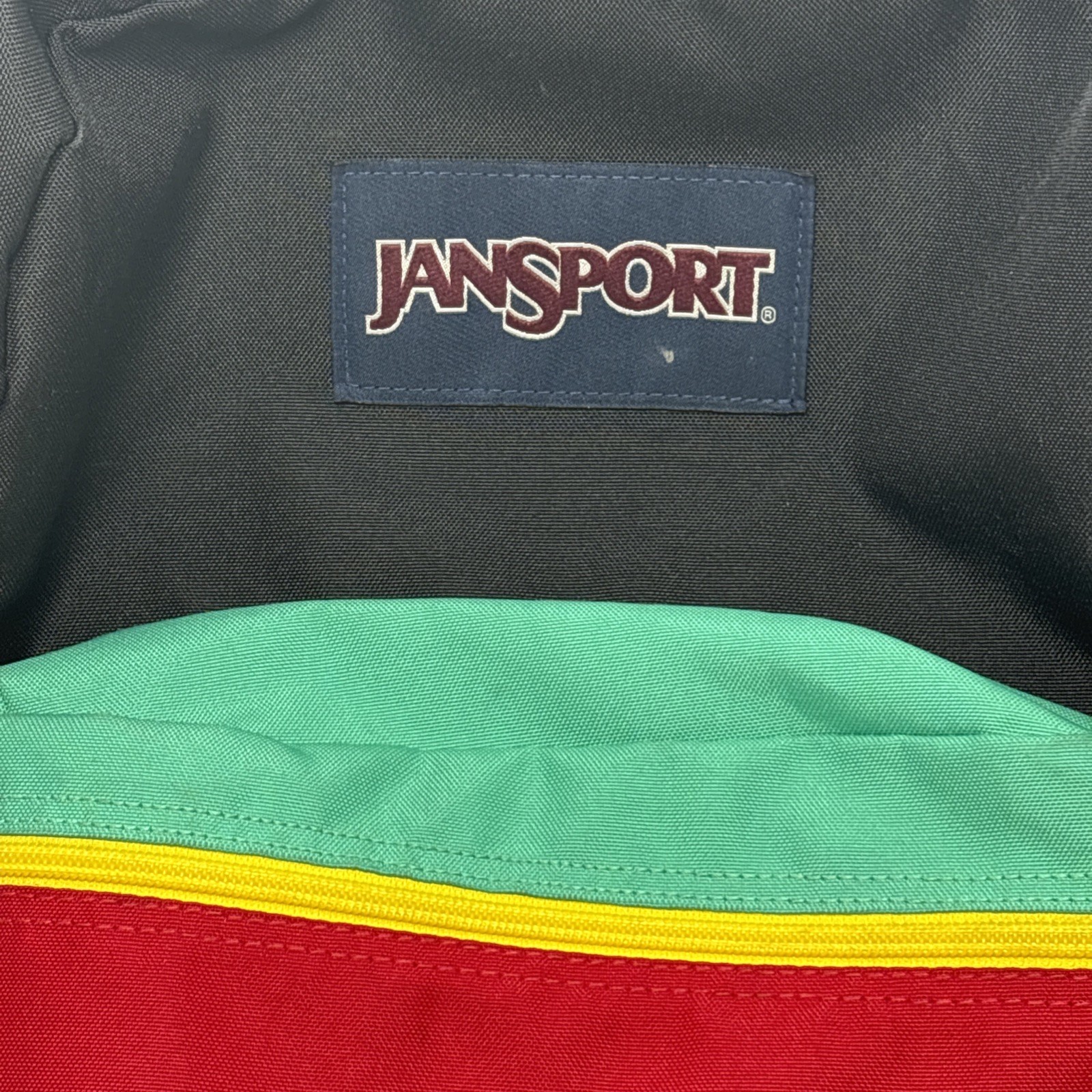 Rare Jansport Classic Superbreak Black Nylon Canvas Backpack School Gym Rasta