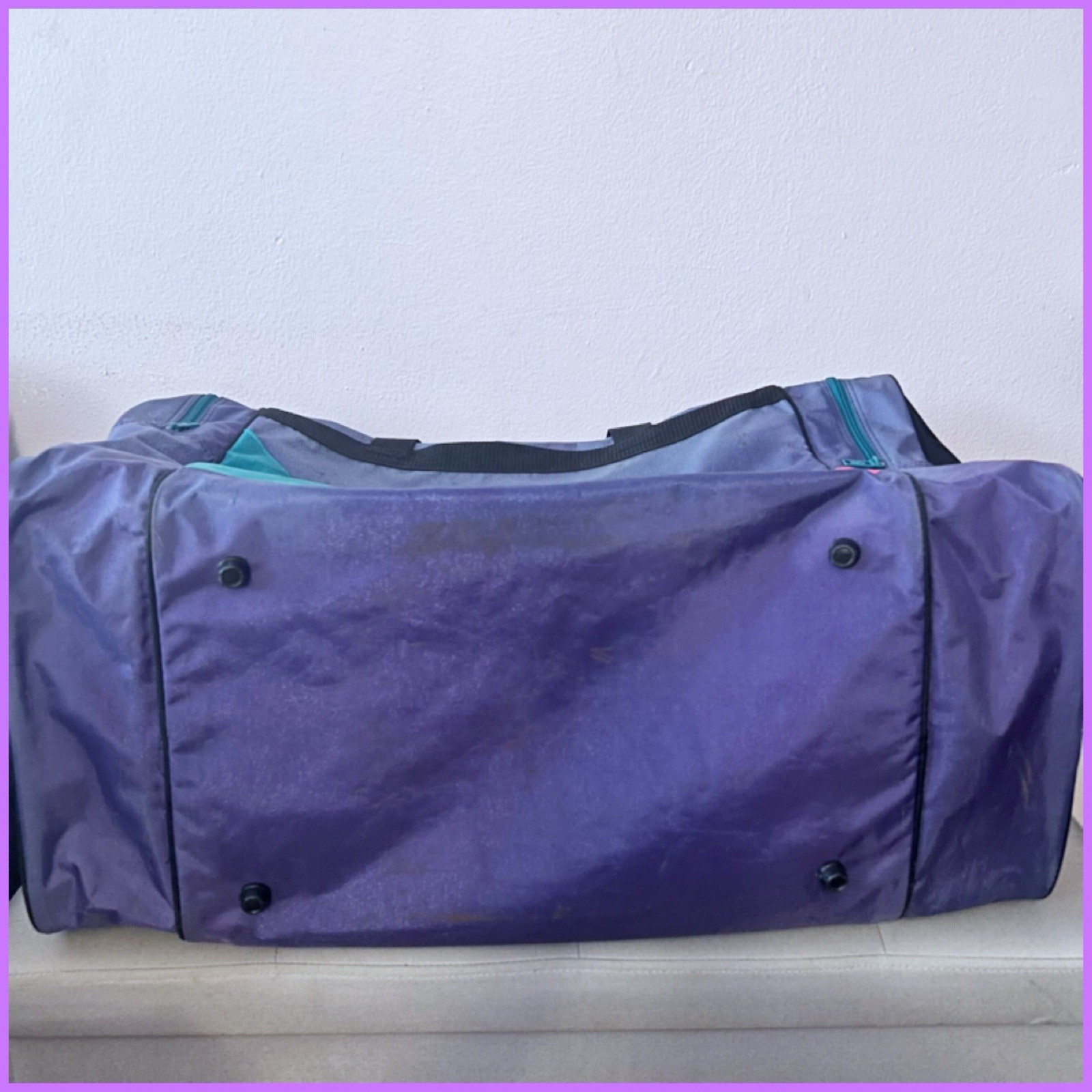 Vintage DUNLOP Sport Pro Equipment Duffle Bag Purple 90s Color Block 25x12x11