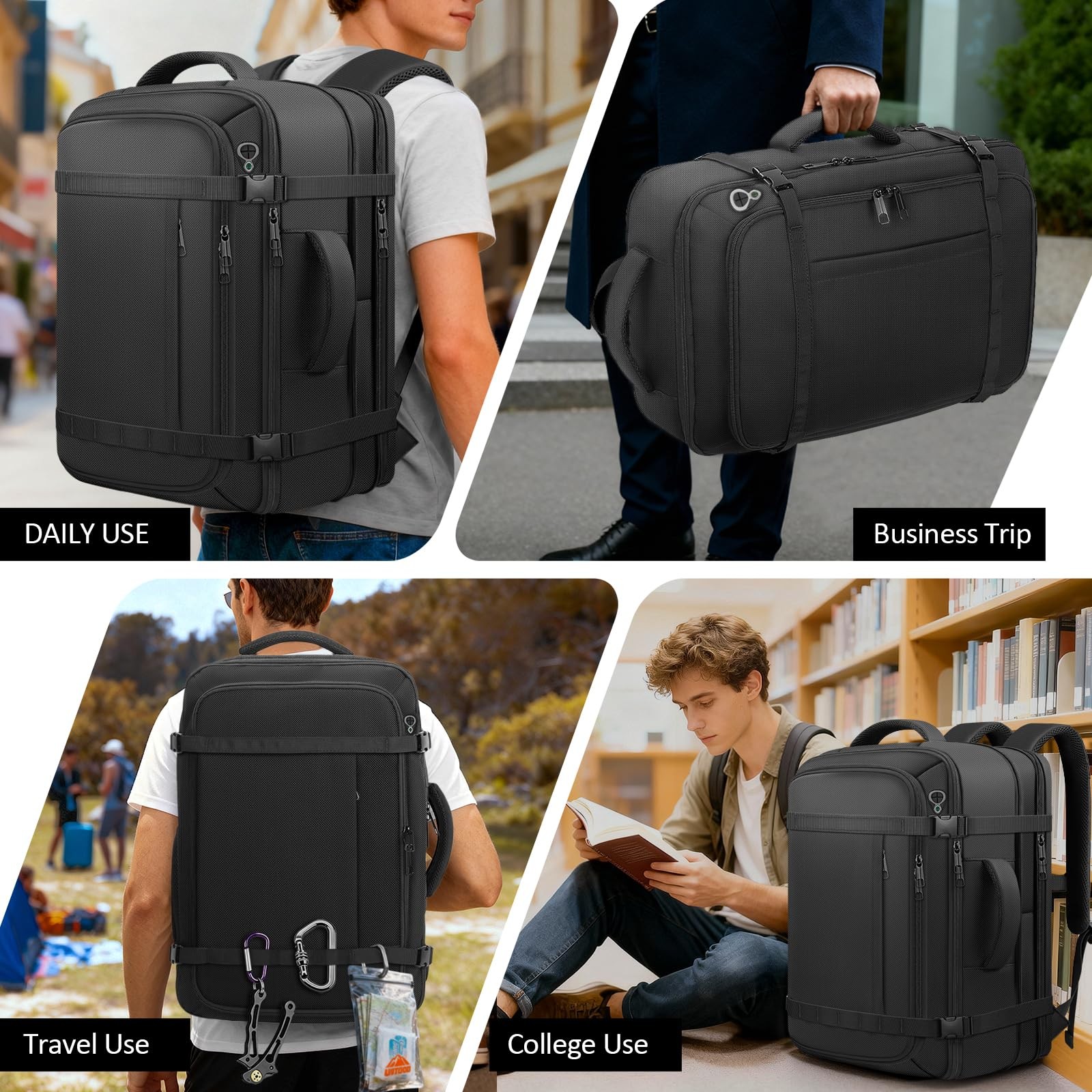 Ample Space Travel Backpack with LifetimeWarranty,Expandable Carry on Backpac…