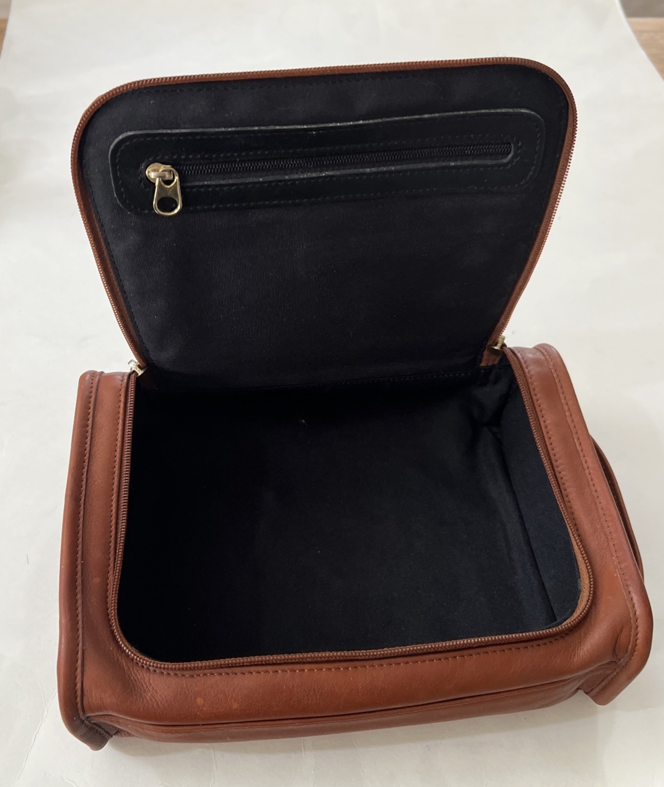 Vintage Coach Dopp Kit Men’s Brown Leather Toiletry Bag Travel Zip Around