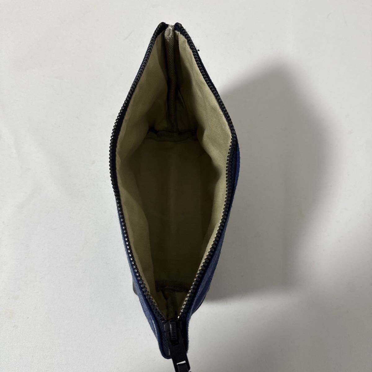 USED BAG RRL indigo leather pouch accessory case border leather double RL Ralph