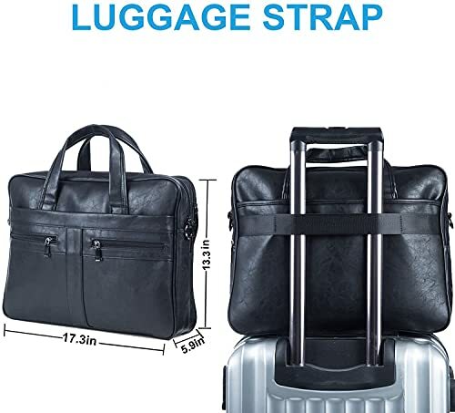 Men’s Leather Messenger Bag 17.3 Inches Laptop Briefcase Business Satchel Comput
