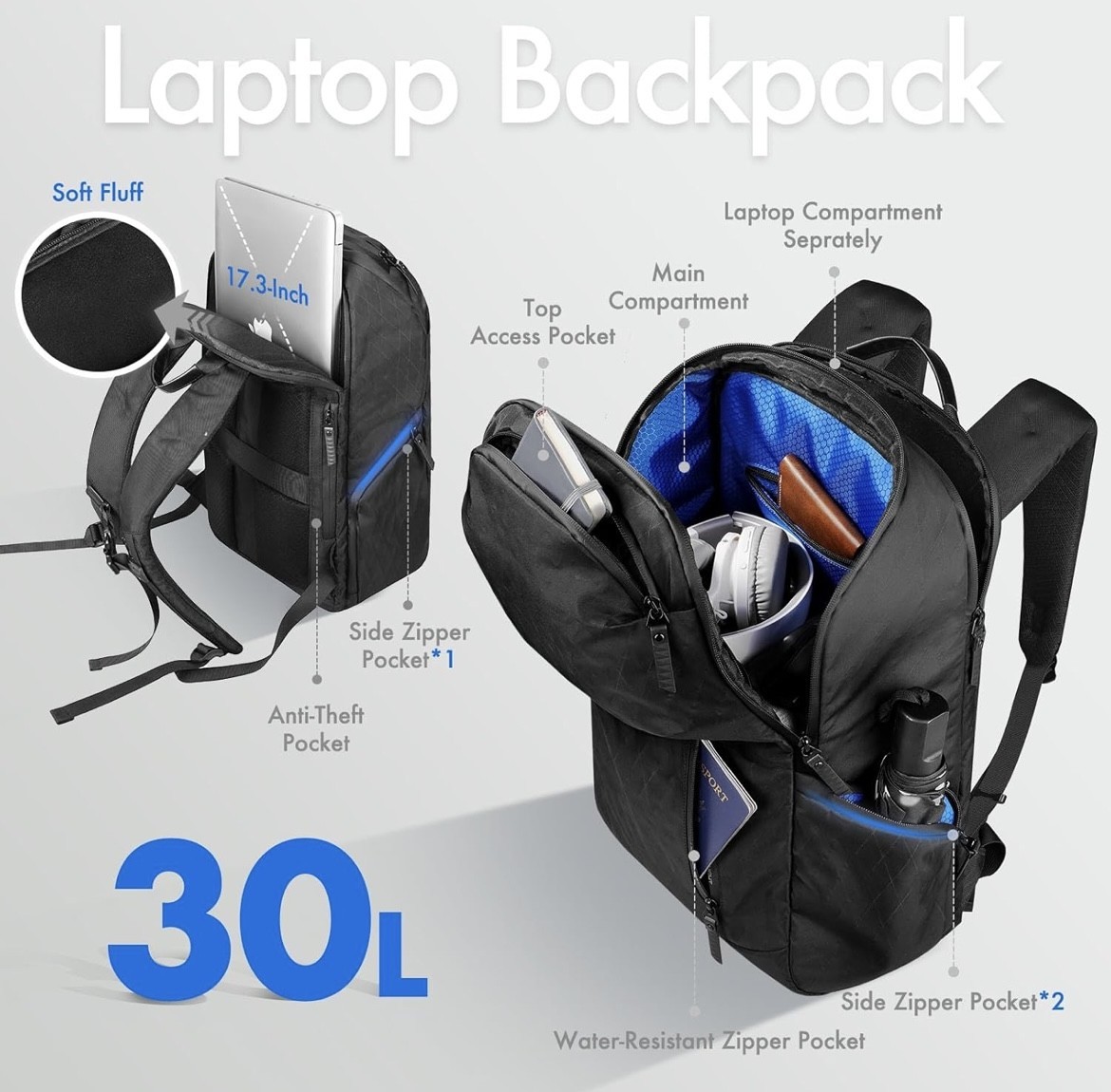 BRAND NEW – Heroic Knight Travel Backpack for Men – 30L Laptop w/ 17.3″