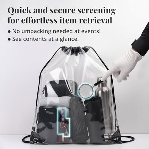 2 Pack Waterproof Clear Stadium Approved Drawstring Bags – See Through PVC
