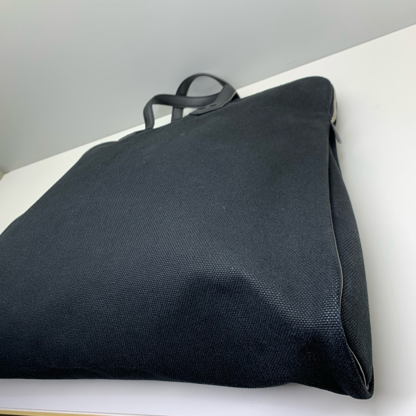 Hermes Pre-Owned Authentic Satchel Black Canvas Free Shipping 48*40*8.5cm
