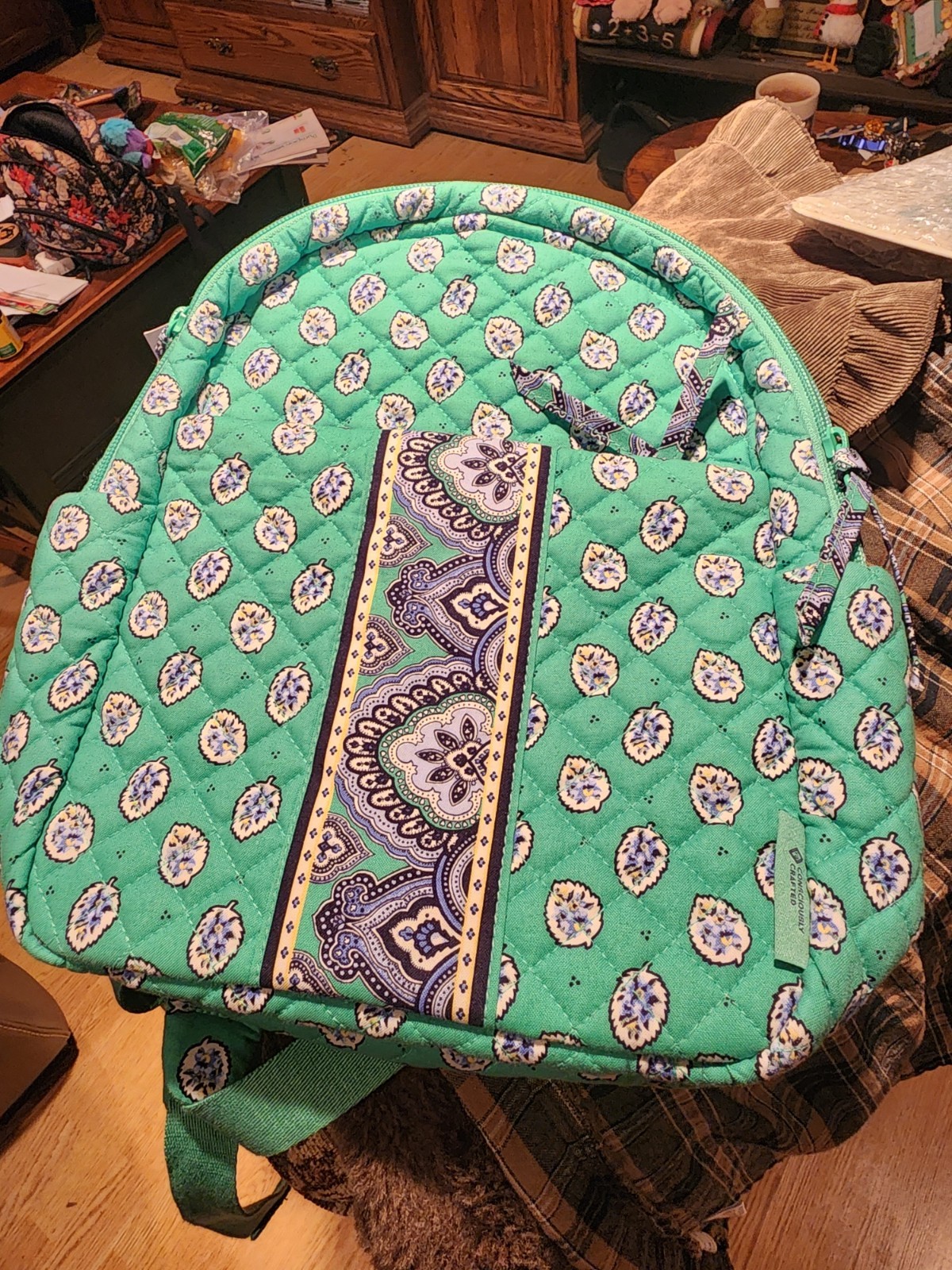 Vera Bradley Cotton Small Backpack Garden Green Leaf BNWT