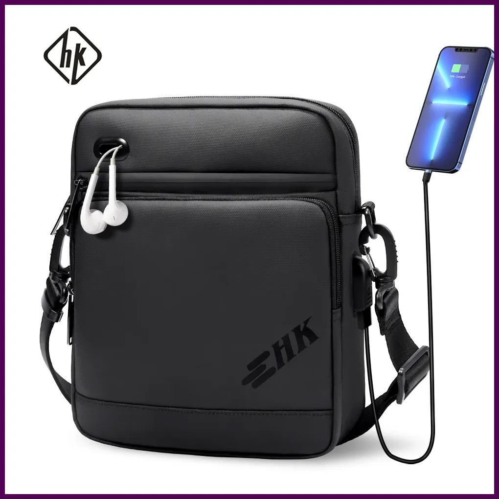 HK New Men’s Shoulder Bag Large Capacity Crossbody Bag Waterproof Business