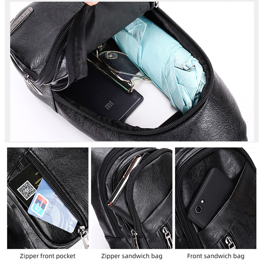 Men’s Large Capacity Single Shoulder Crossbody Bag Multifunctional Chest Bag US