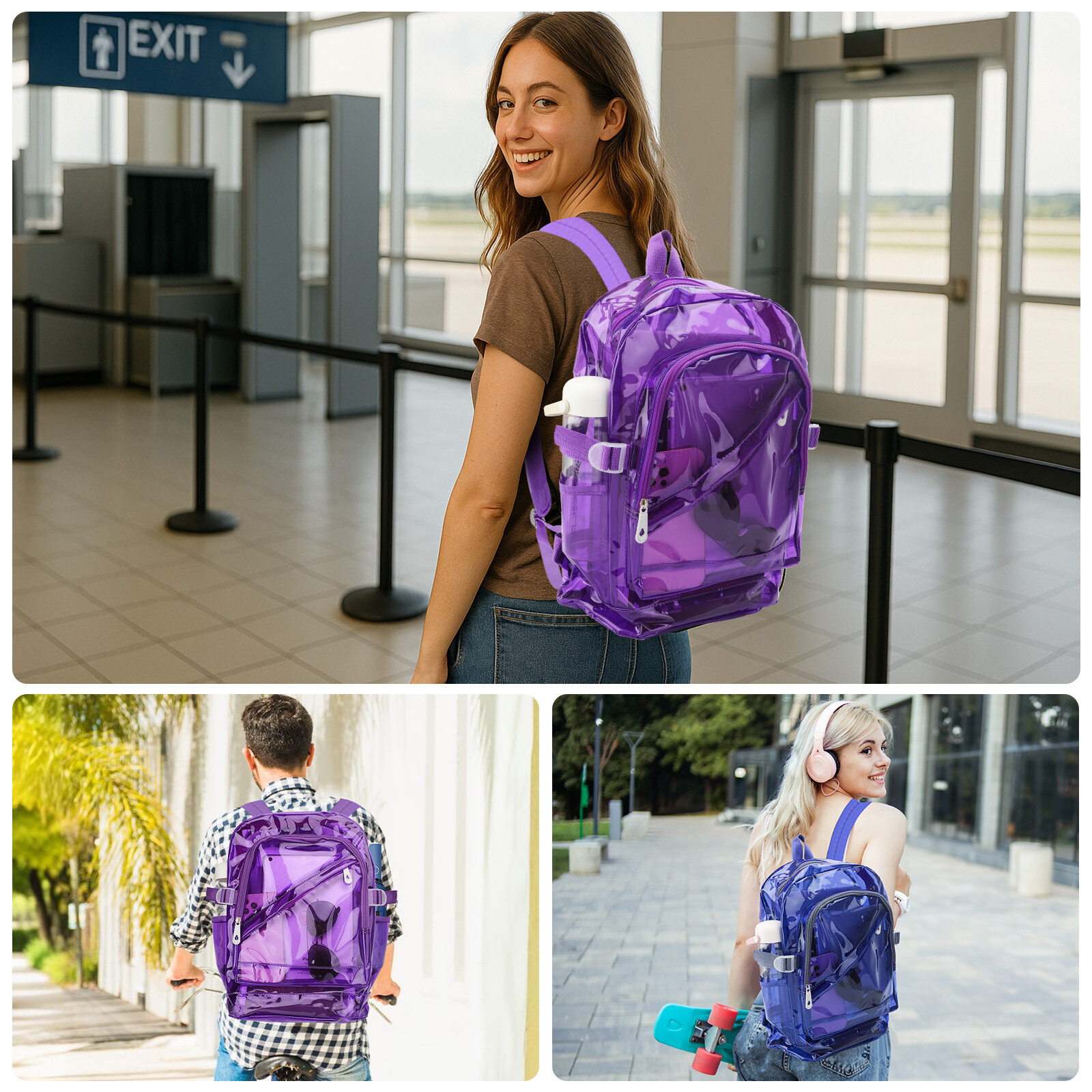 Heavy Duty Clear PVC Backpack, Transparent Bag, Waterproof See Through Backpack