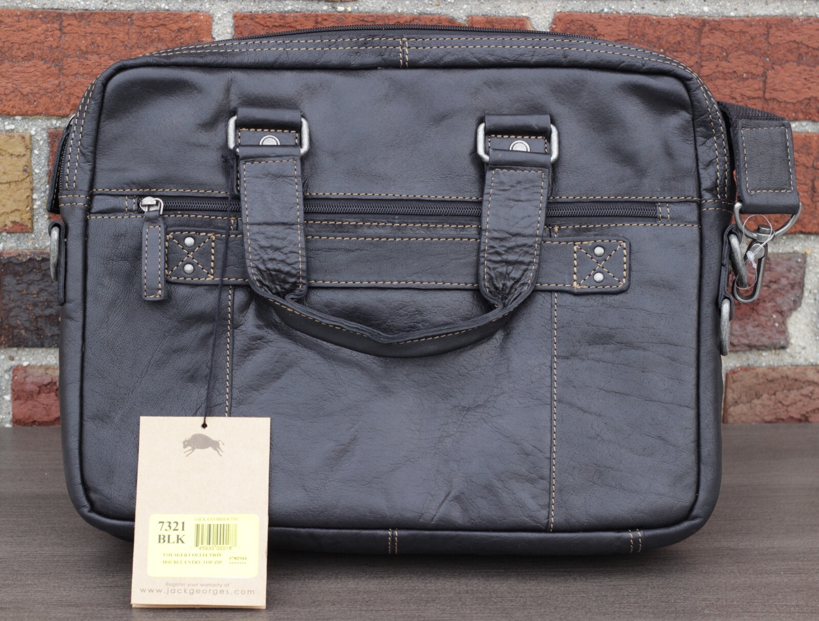 NEW Jack Georges #7321 Leather Shoulder Bag Laptop Briefcase $375 MSRP w/ Tags
