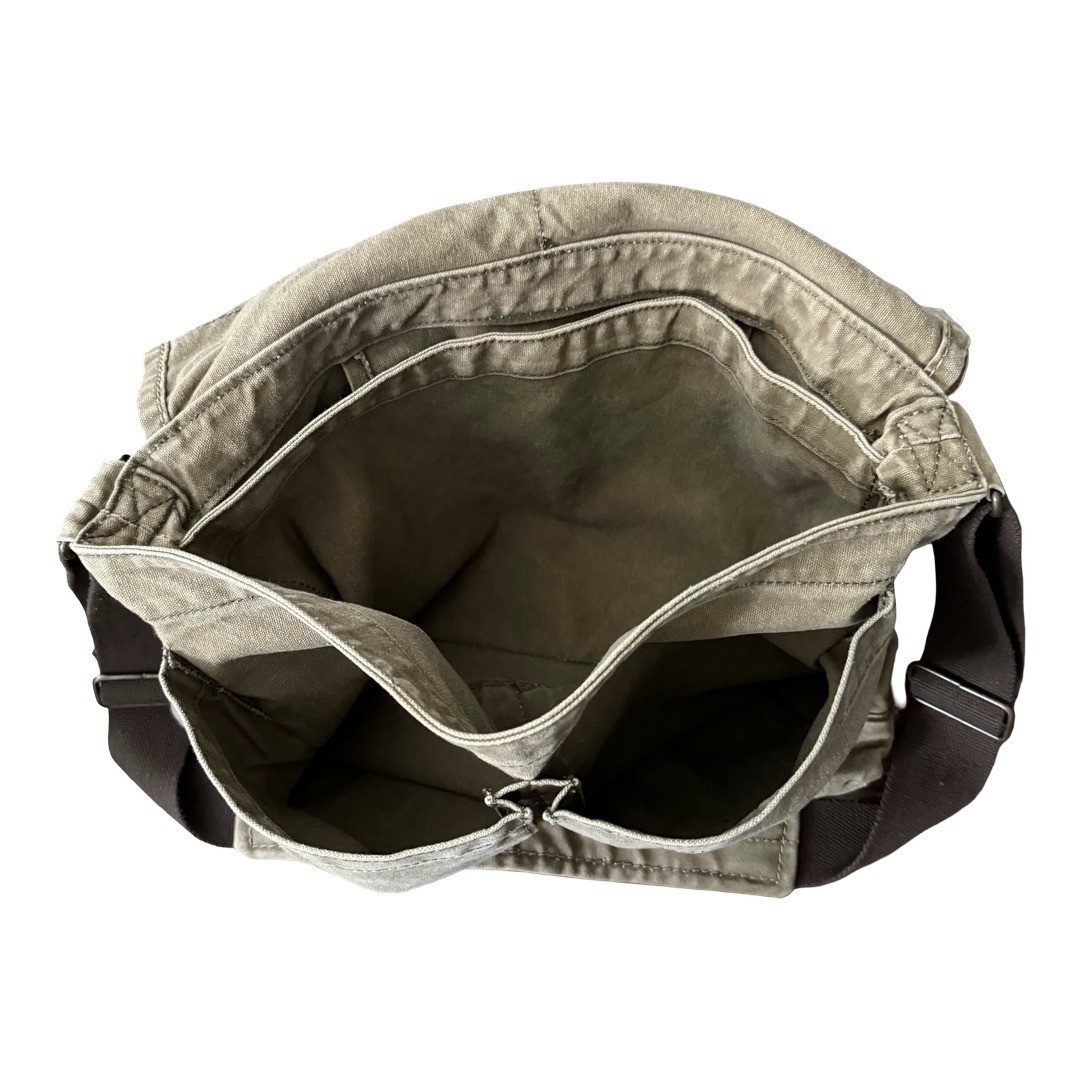 American Eagle Vintage Messenger Bag Mens Olive Green Canvas Y2K Crossbody Bag