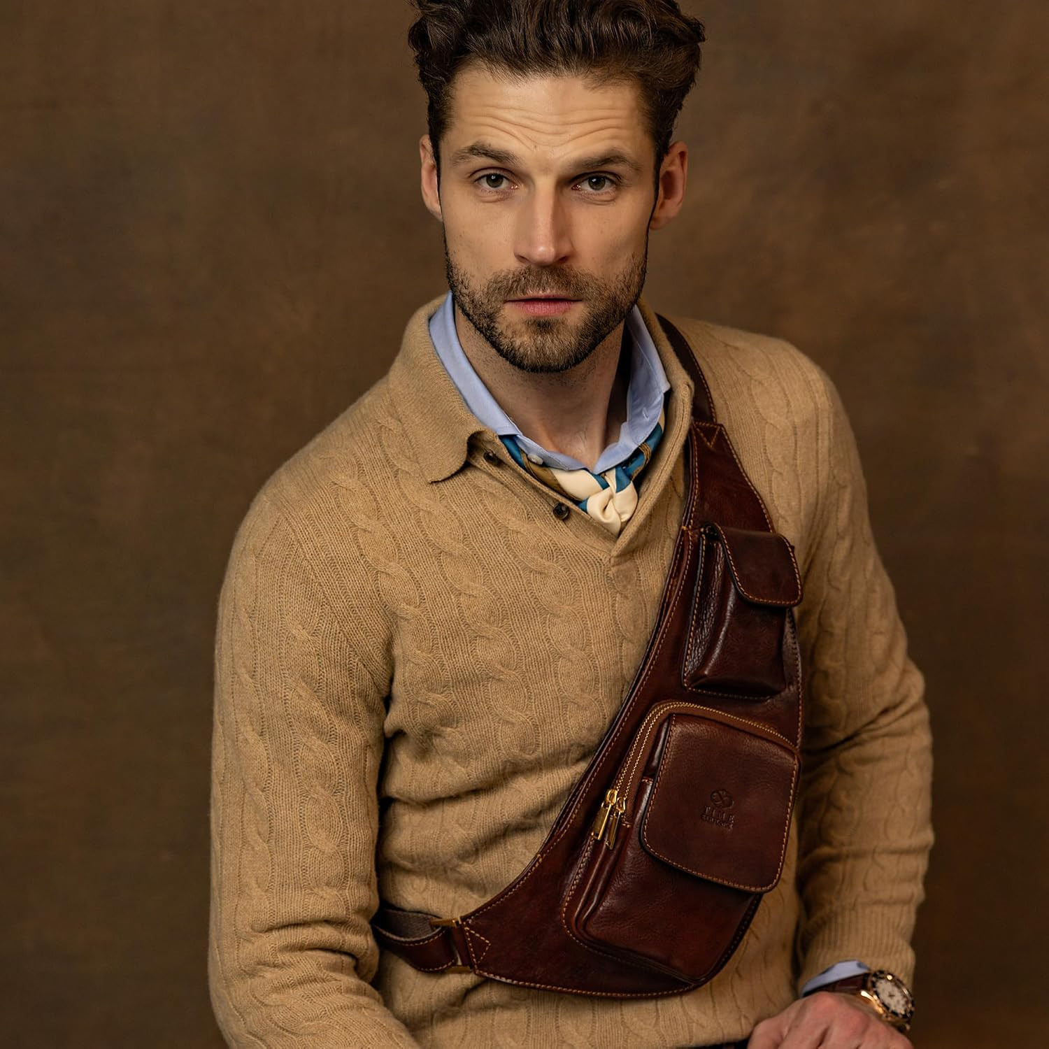 Leather Sling Bag – Crossbody Bag – Messenger Bag for Men and Women – Handmade S
