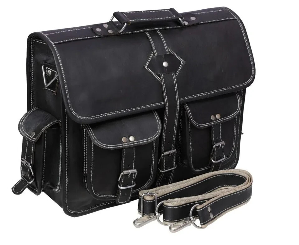 Classic Vintage Leather Messenger Bag – Unisex Satchel for Laptop & Briefcase