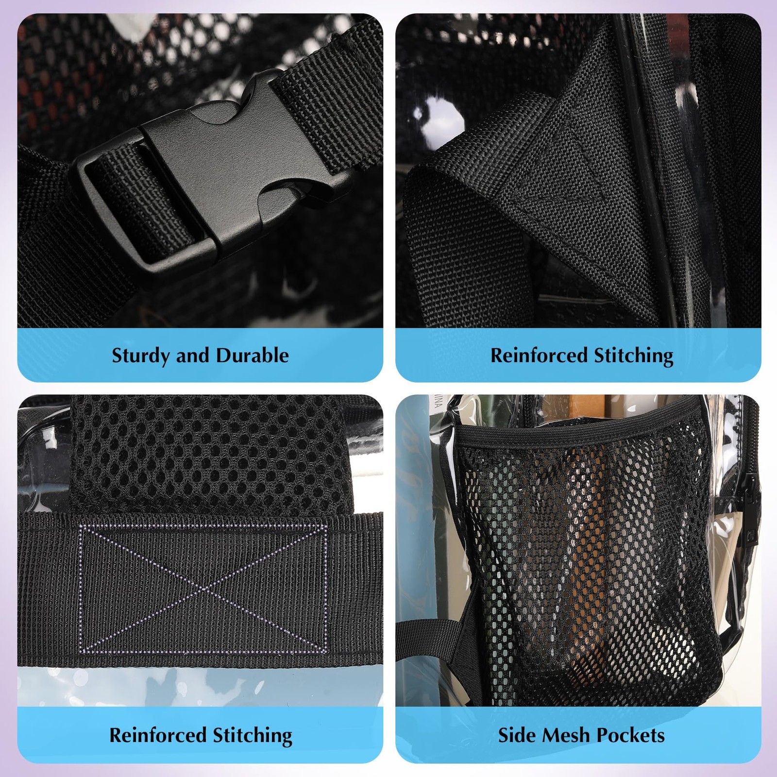 Heavy Duty Clear Transparent Backpack School Stadium Travel Work Men Women Bag