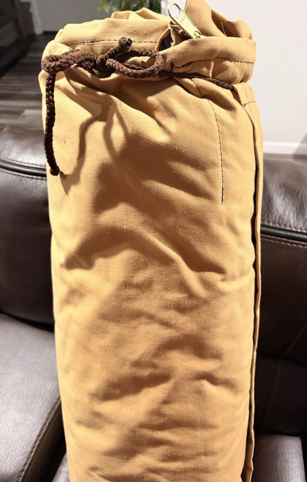 Bitter Bags Tan Duffle Bag Drawstring Closure Made in USA Unisex Travel Casual