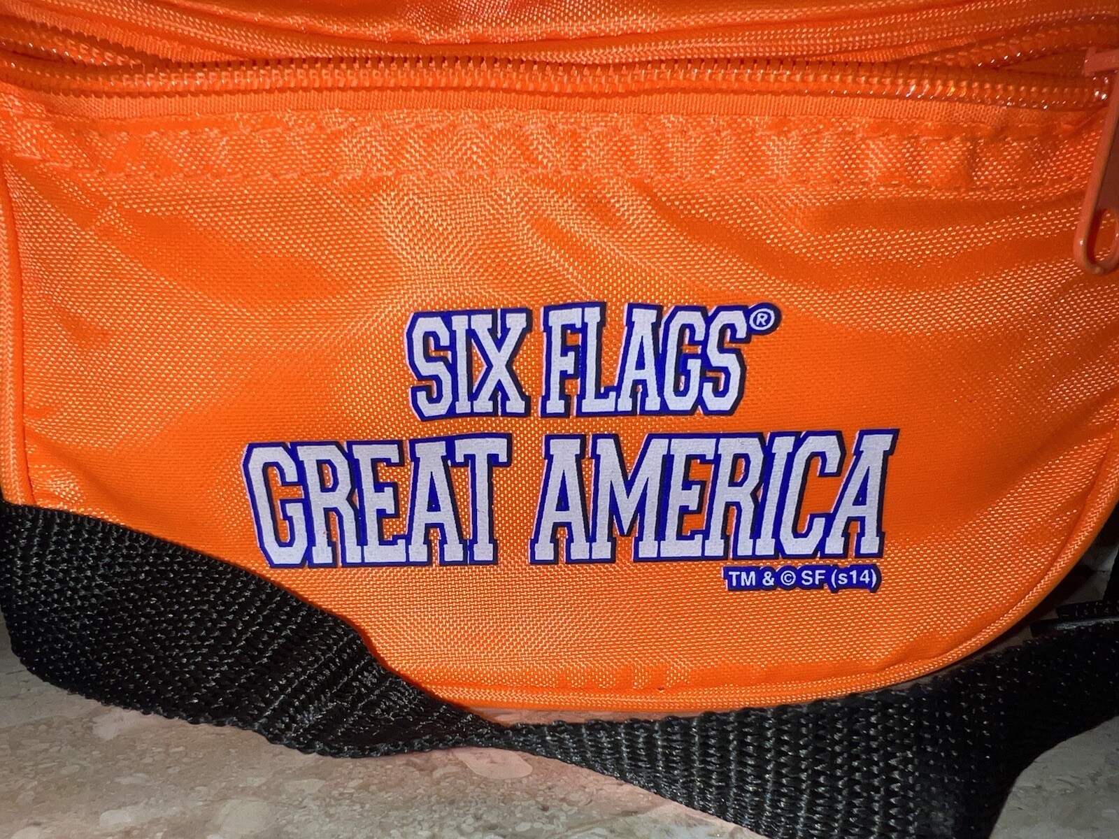 SIX FLAGS GREAT AMERICA Hot Neon Orange Fanny Pack Retro