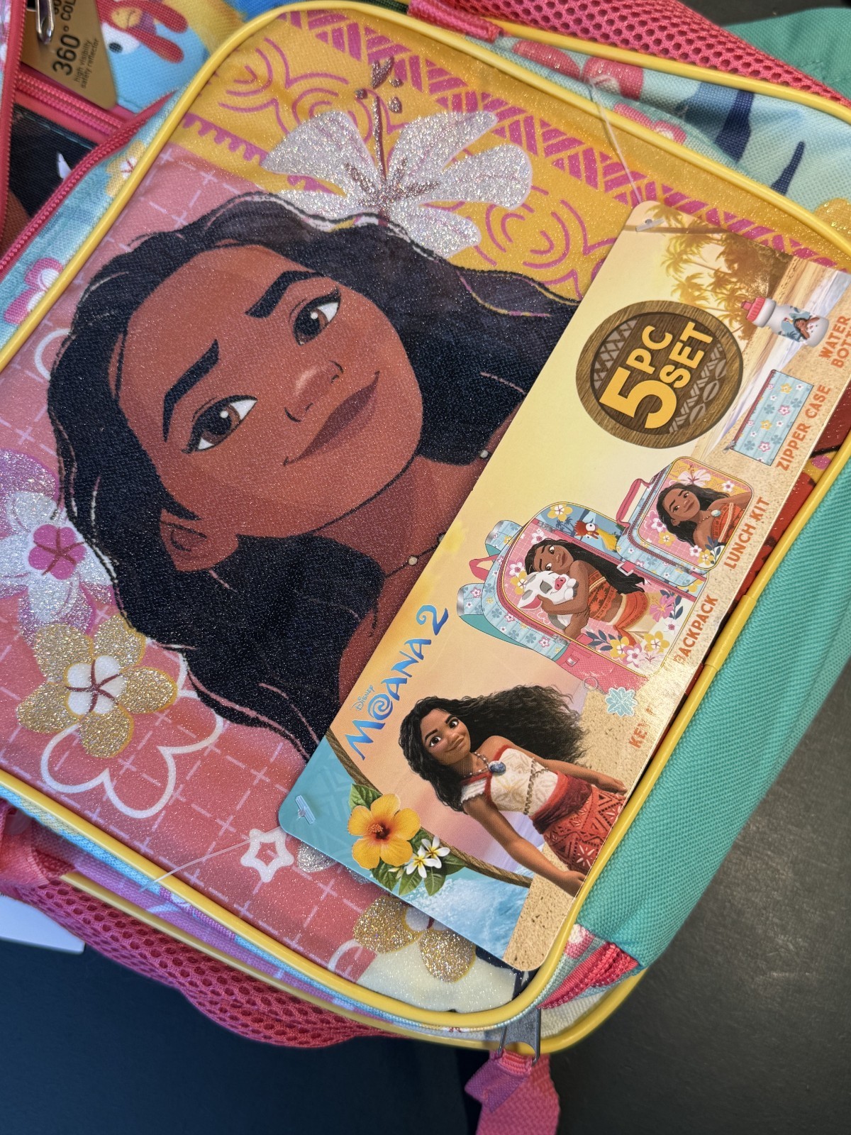 New Disney Moana 2 Backpack- 5 Piece Set Lunch Bag Water Bottle Kids School Gear