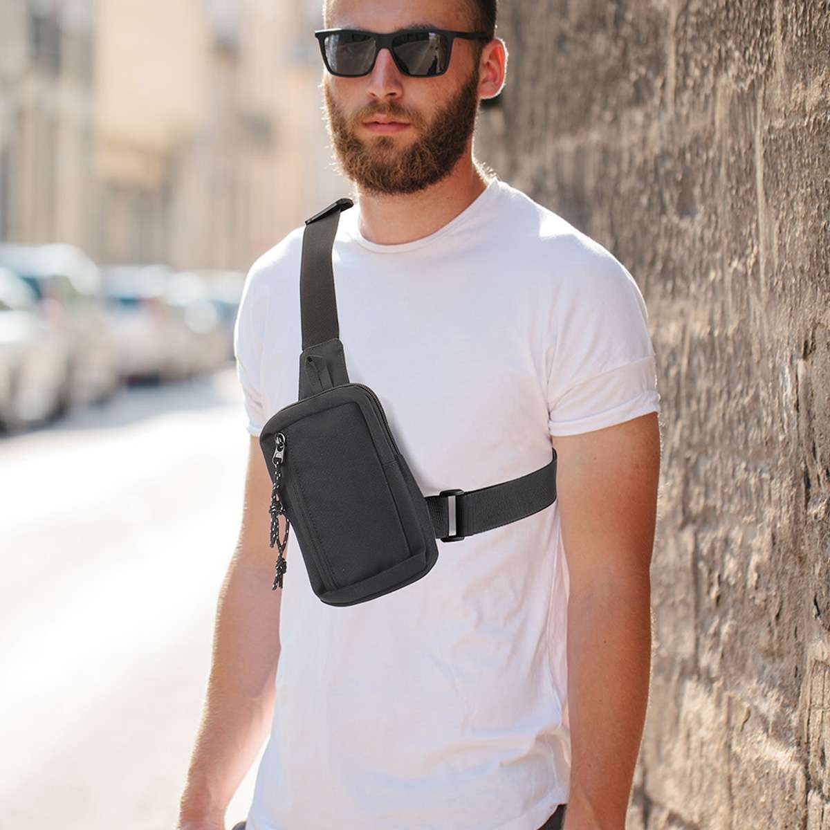 Men’s Sling Shoulder Bag Oxford Chest Pack Crossbody Casual Travel Phone Packet