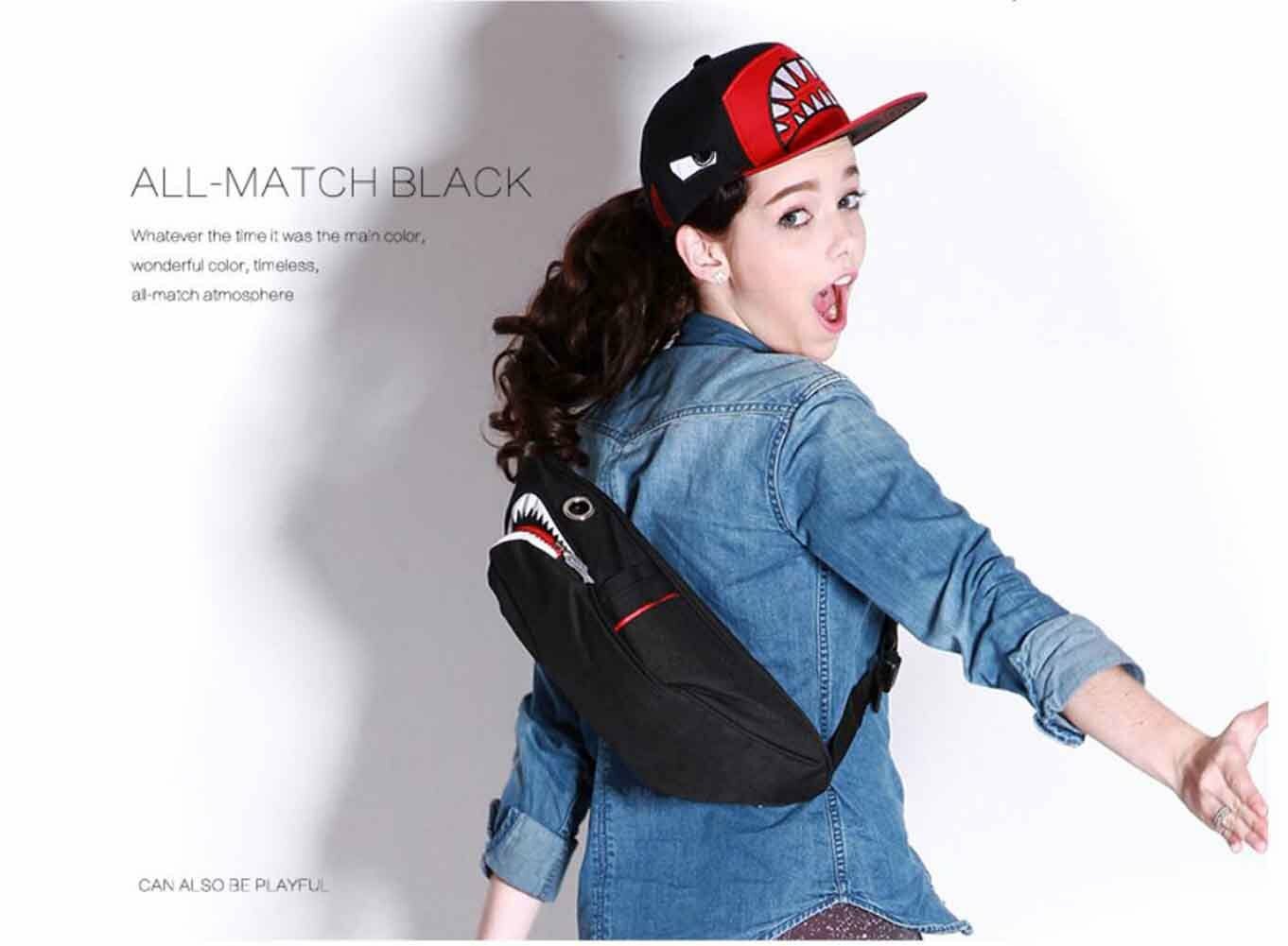 Shark Sling Backpack Shoulder Bum Bag Chest Pocket Pouch Pack Sports Cross Body