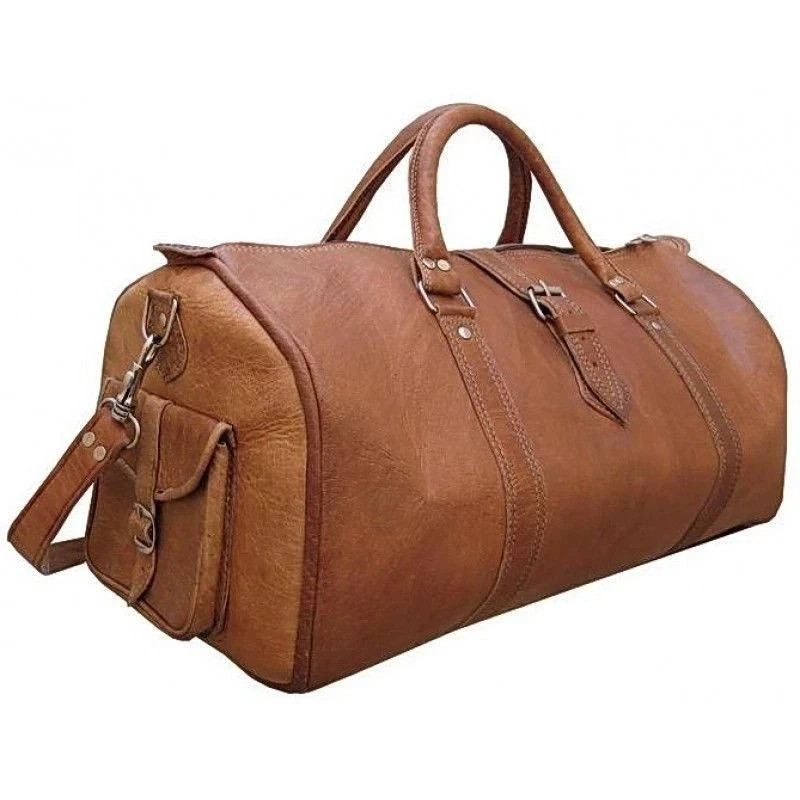 Genuine Goat Leather Duffel Bag Handmade Weekend Travel Bag