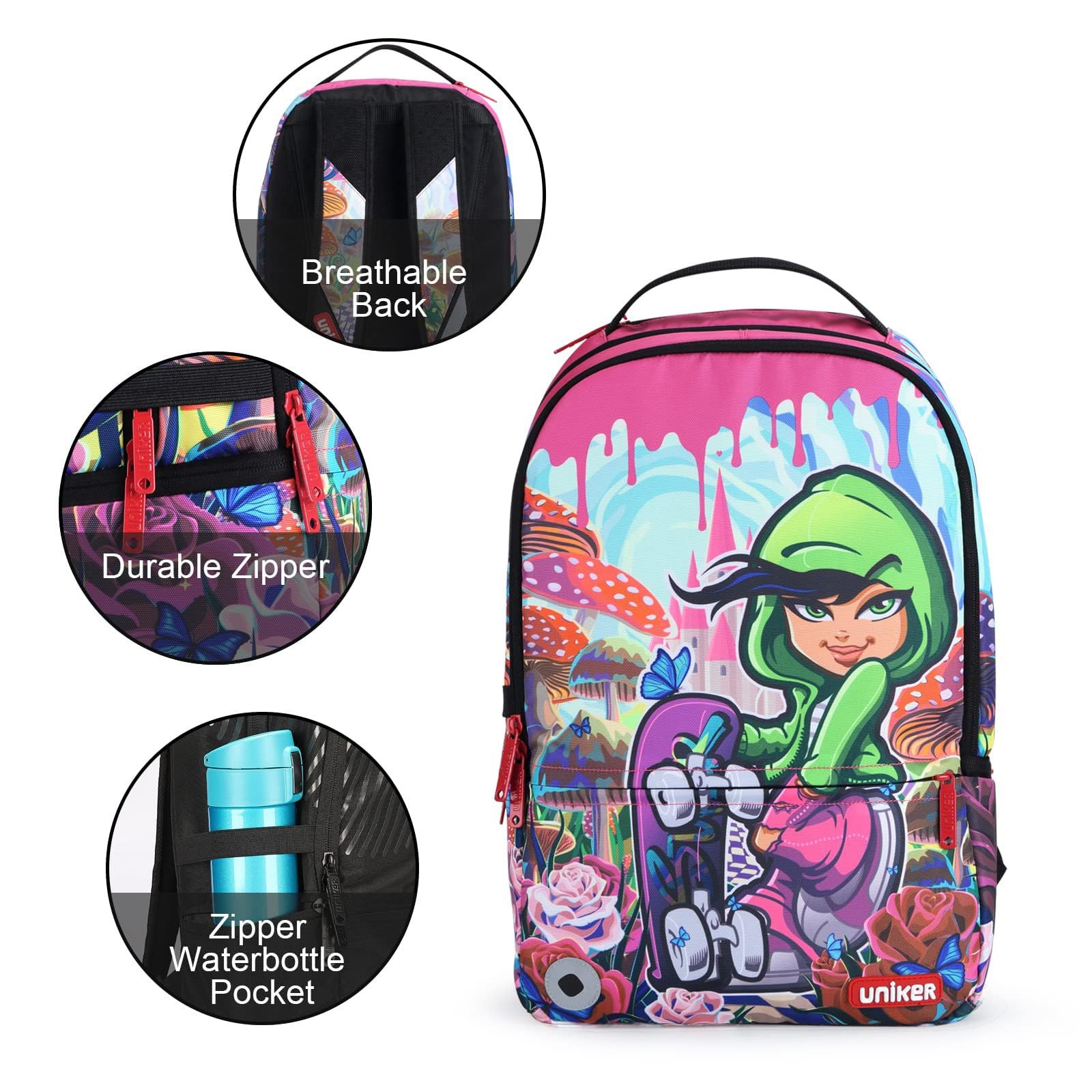 UNIKER Laptop Backpack,Graffiti Middle School Backpack for Girls,Water Resist…