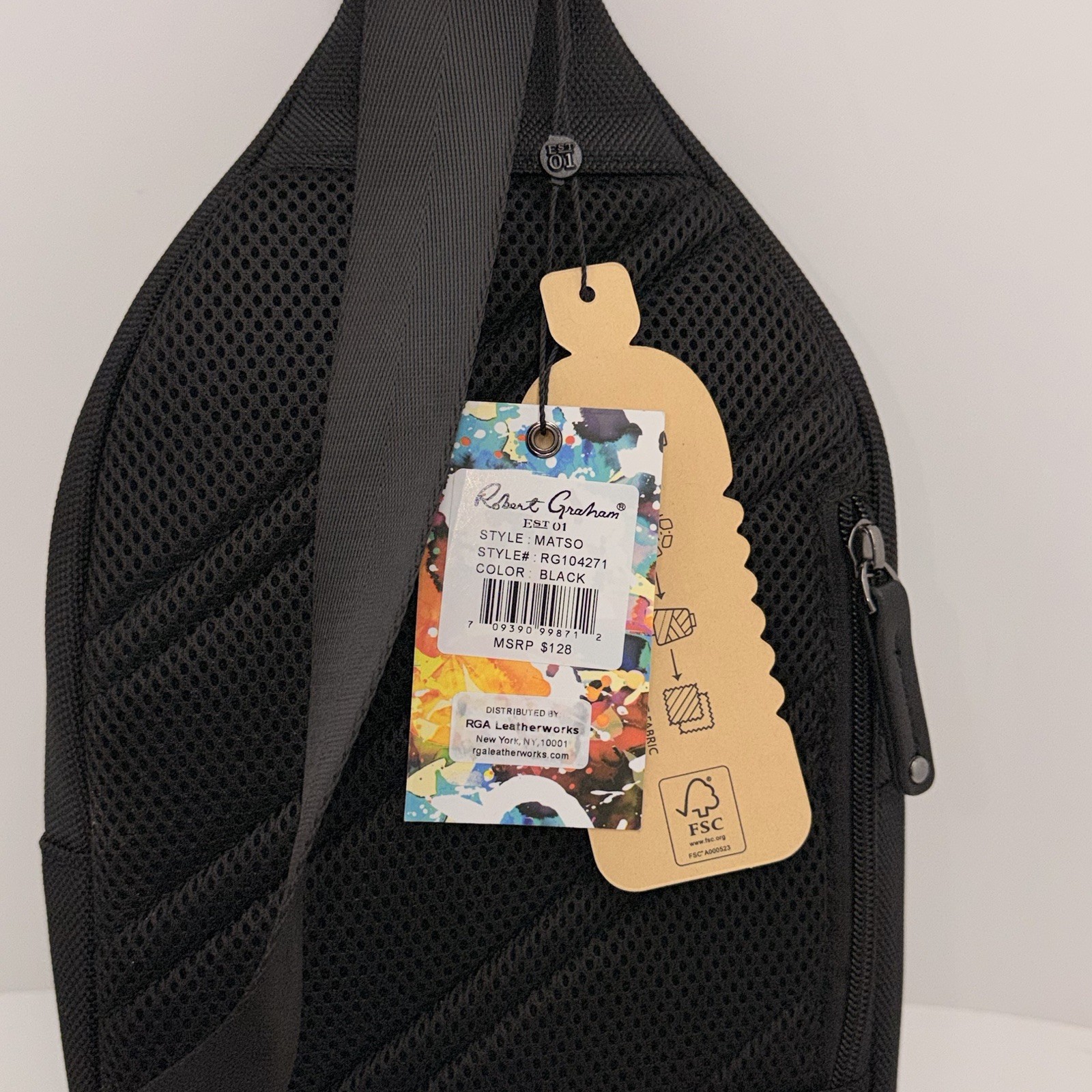 Robert Graham Matso Sling Backpack Black Crossbody Bag Paisley Lined NWT Mens