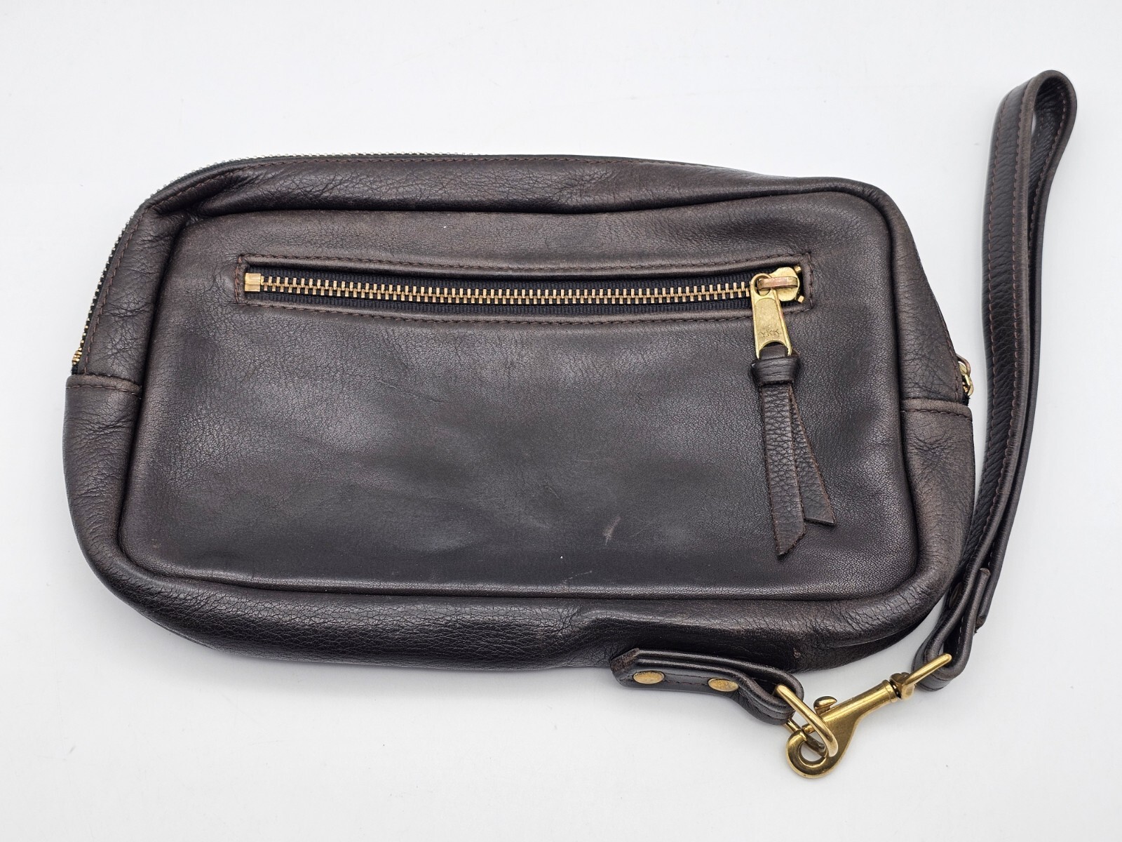 Vintage Brown Leather Belt Pack Fanny Pack Pouch Bag 10″ X 5″